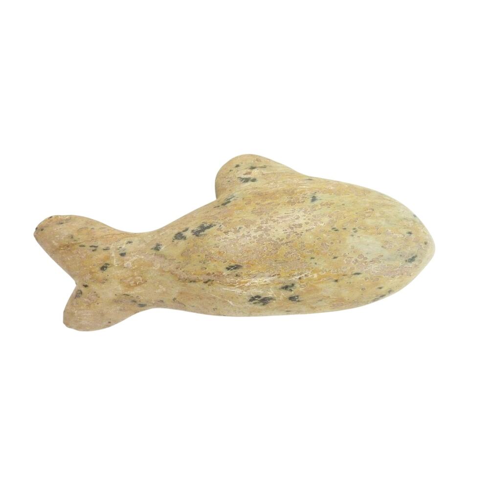 Vintage Hand Carved Stone Orca Killer Whale Figurine Sculpture Beach Decor 7 in